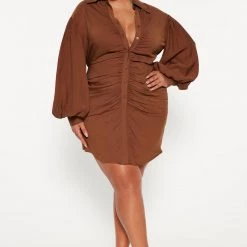 Fashion Nova Maribella Shirt Dress - Brown -fashion nova dresses Shop 09 07 22Studio3 ER AS 09 54 53 4 HF22F958 Brown 0184 PLUS KS