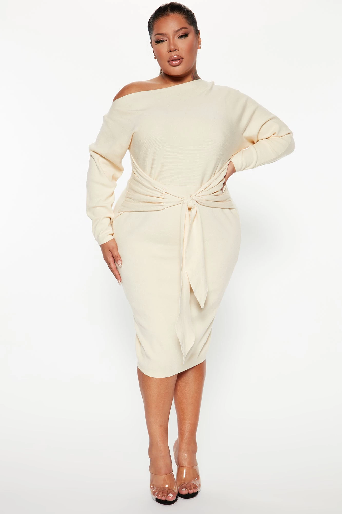 Fashion Nova Warm Moments Sweater Midi Dress - Beige 6 Fashion Nova Warm Moments Sweater Midi Dress - Beige - Image 4