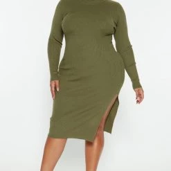 Fashion Nova One Chance Sweater Midi Dress - Olive -fashion nova dresses Shop 09 07 22Studio3 RT AS 12 00 13 37 HF22F767 Olive 0250 PLUS PB