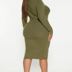 Fashion Nova One Chance Sweater Midi Dress - Olive -fashion nova dresses Shop 09 07 22Studio3 RT AS 12 00 32 37 HF22F767 Olive 0254 PLUS PB
