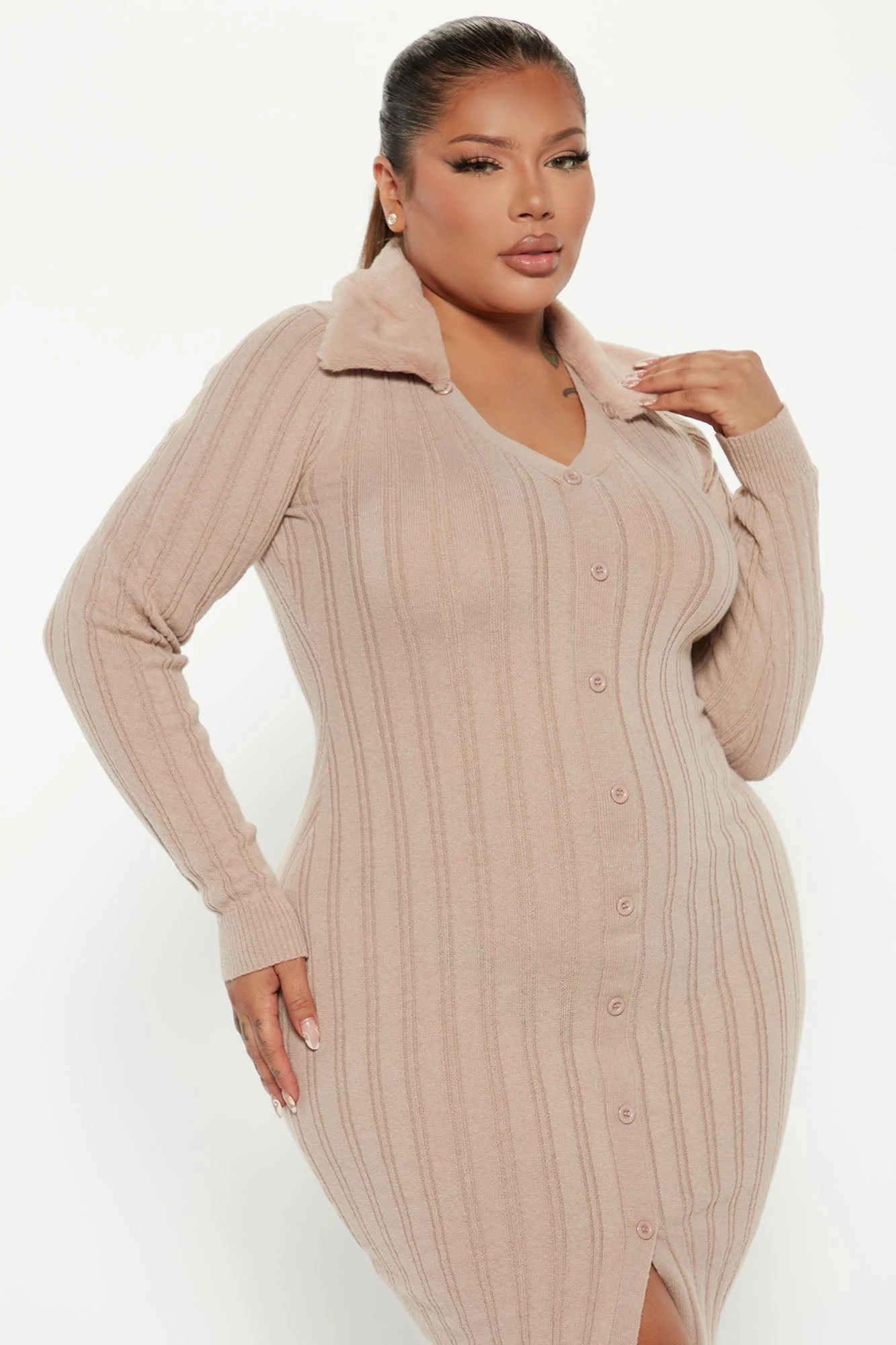 Fashion Nova Mia Knit Midi Dress - Mocha 7 Fashion Nova Mia Knit Midi Dress - Mocha - Image 5