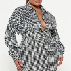 Fashion Nova Central Park Shirt Dress - Black/White -fashion nova dresses Shop 09 07 22Studio3 RT AS 15 27 24 58 HF22H401 BlackWhite 0470 PLUS PB