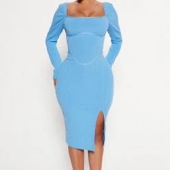 Fashion Nova Got It Like that Bandage Midi Dress - Blue