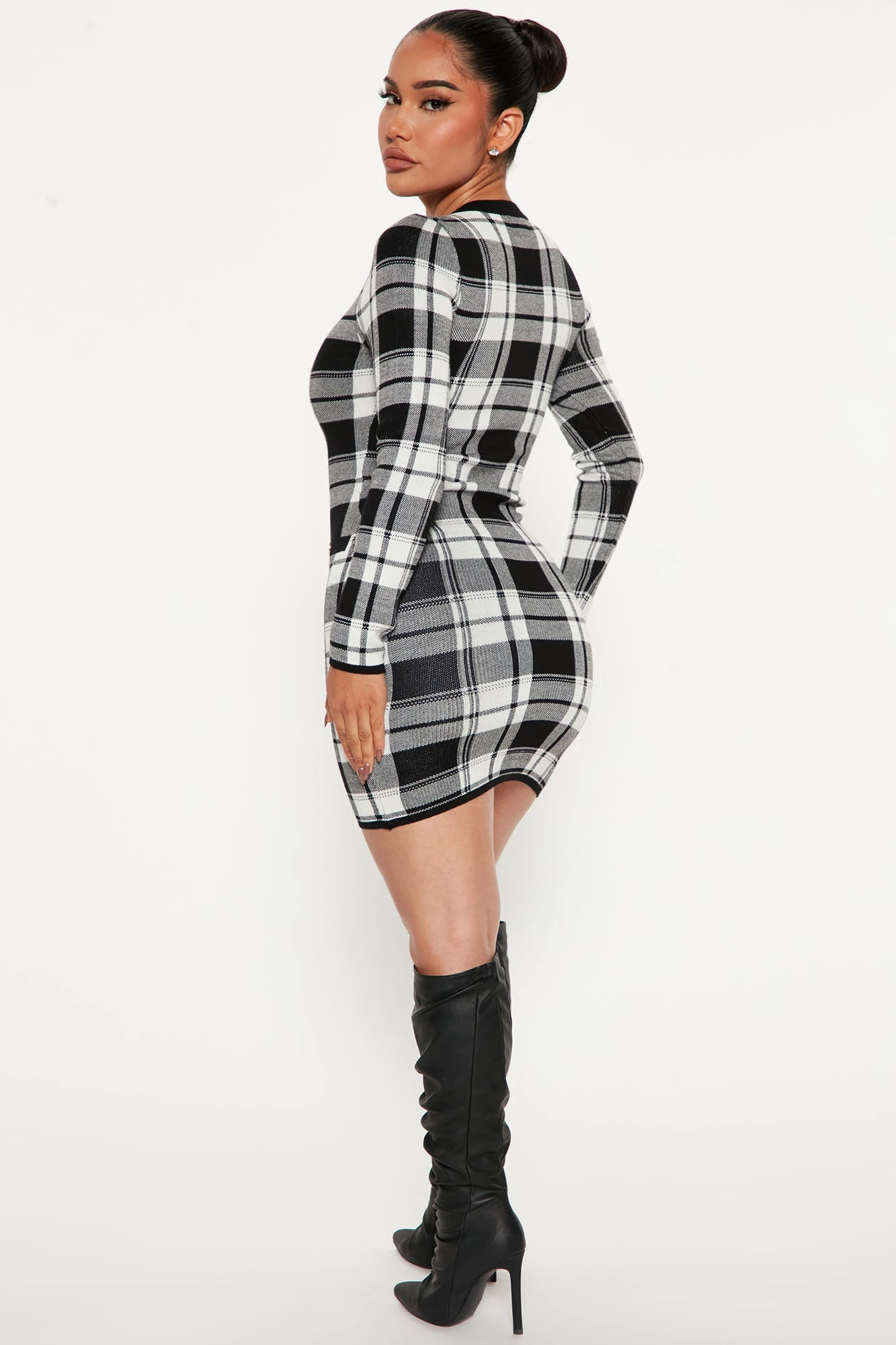 Fashion Nova Places To Be Plaid Mini Dress - Black/White 5 Fashion Nova Places To Be Plaid Mini Dress - Black/White - Image 3