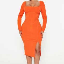 Fashion Nova Got It Like that Bandage Midi Dress - Orange