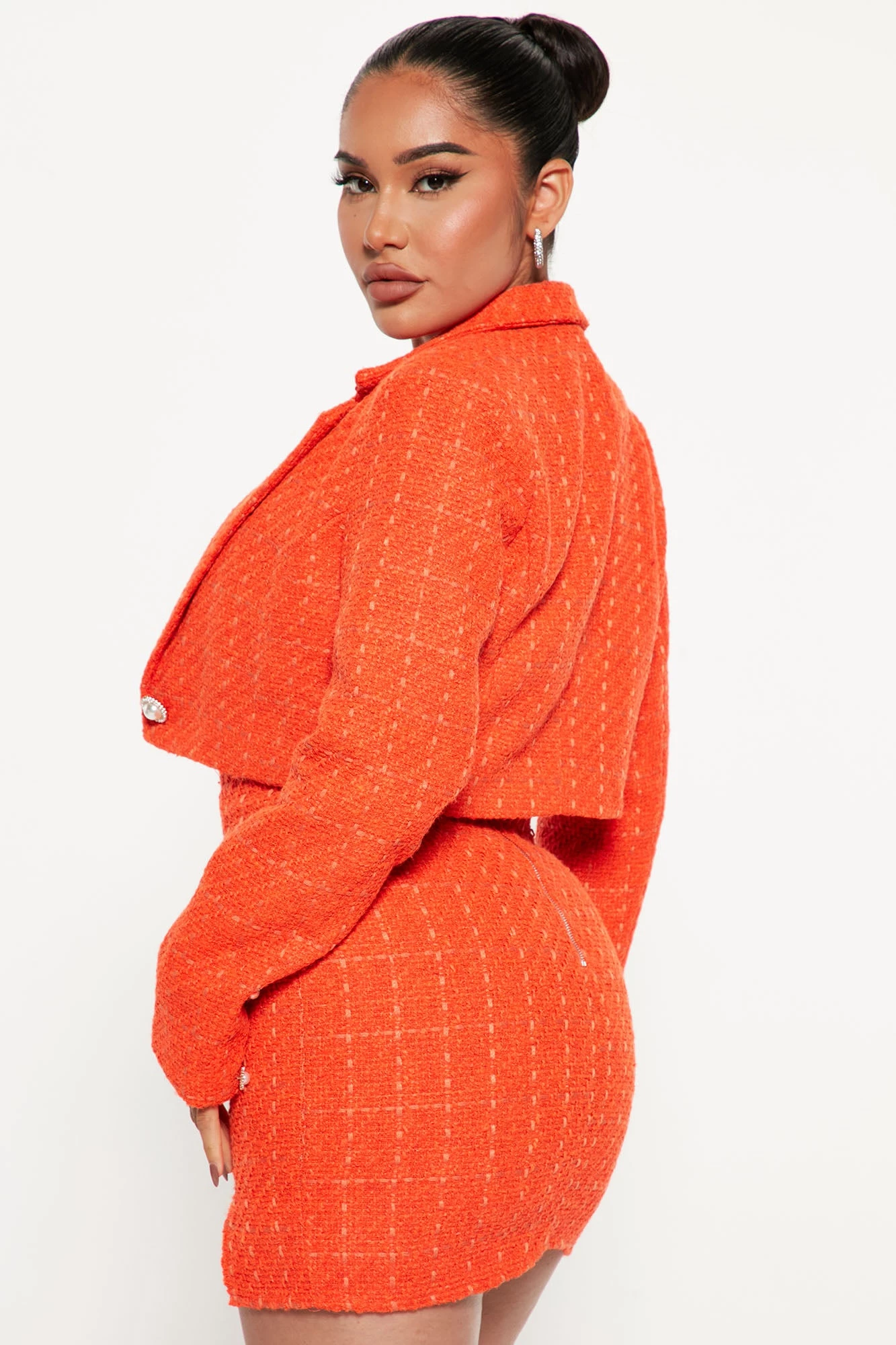 Fashion Nova Talia Tweed Blazer Dress Set - Orange 5 Fashion Nova Talia Tweed Blazer Dress Set - Orange - Image 3