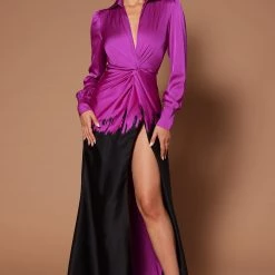 Fashion Nova Mikaela Ombre Maxi Dress - Black/Pink