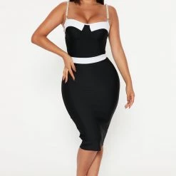Fashion Nova High Class Babe Bandage Midi Dress - Black