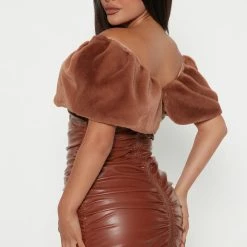 Fashion Nova Verdana Faux Leather Mini Dress - Cognac -fashion nova dresses Shop 09 08 22Studio4 SN DJ 15 01 25 52 LD7392BFN Cognac 12825 JB