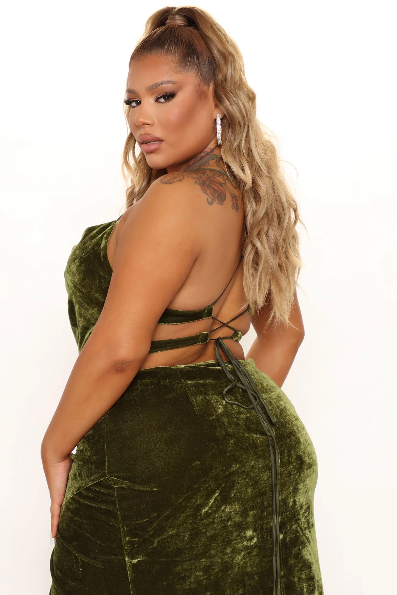 Fashion Nova Love You Mean It Velvet Maxi Dress - Olive 12 Fashion Nova Love You Mean It Velvet Maxi Dress - Olive - Image 10