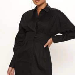 Fashion Nova Estella Shirt Dress - Black