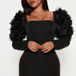 Fashion Nova Nicky Midi Dress - Black -fashion nova dresses Shop 09 09 22Studio4 CE DJ 11 03 21 24 BD3036 Black 13234 ES