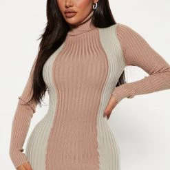 Fashion Nova Not The Type Sweater Midi Dress - Taupe/combo -fashion nova dresses Shop 09 09 22Studio4 CE 10 06 47 13 3460 Taupecombo 13073 PB