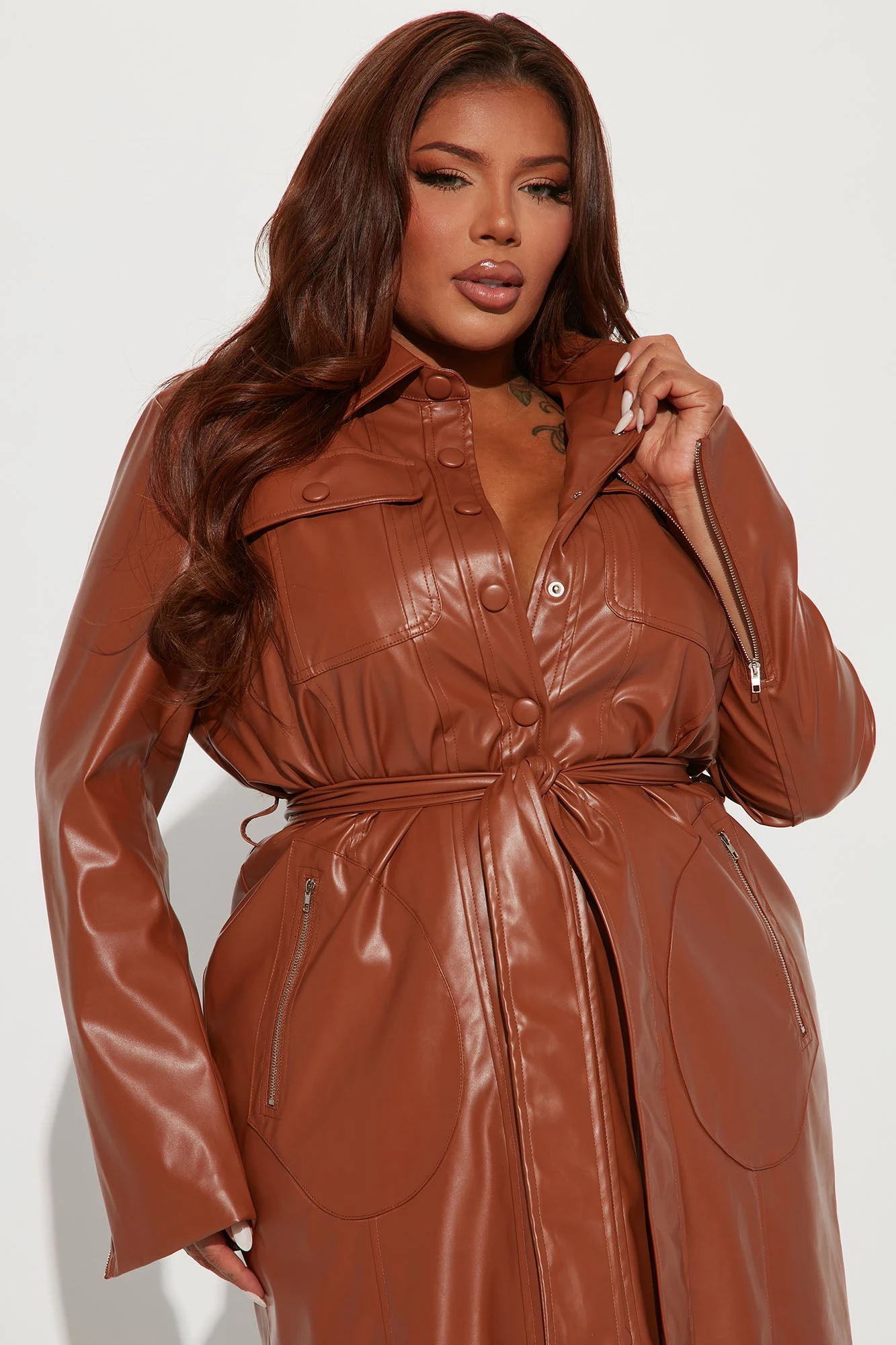 Fashion Nova Americana Faux Leather Maxi Dress - Camel 11 Fashion Nova Americana Faux Leather Maxi Dress - Camel - Image 9