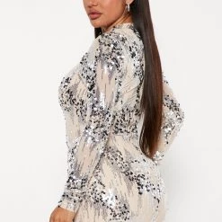 Fashion Nova Give A Kiss Sequin Mini Dress - Silver -fashion nova dresses Shop 09 14 22Studio4 ME KP 13 56 37 42 D40101A Silver 15113 PB