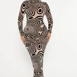 Fashion Nova City Vision Mesh Maxi Dress - Black/combo