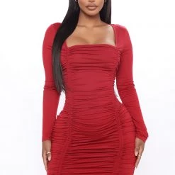 Fashion Nova Date Night Fit Mini Dress - Red
