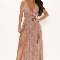 Fashion Nova Sequin Sensation Dress - Blush
