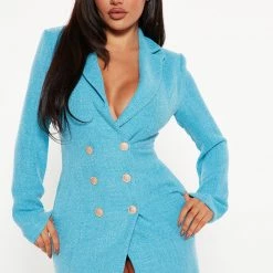 Fashion Nova Lucky Blazer Dress - Aqua