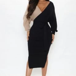 Fashion Nova Mona Colorblock Sweater Midi Dress - Black/combo -fashion nova dresses Shop 09 16 21Studio2 MS 09 54 27 10 ID4391FN Blackcombo 0265 EH