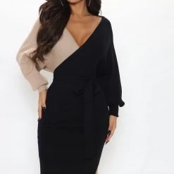 Fashion Nova Mona Colorblock Sweater Midi Dress - Black/combo -fashion nova dresses Shop 09 16 21Studio2 MS 09 54 29 10 ID4391FN Blackcombo 0267 EH