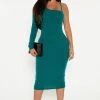 Fashion Nova Reena Ribbed Midi Dress - Hunter