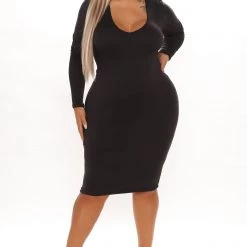 Fashion Nova Amilia Double Lined Midi Dress - Black -fashion nova dresses Shop 09 17 21Studio3 CE KG 13 51 08 35 JD44588L Black 0527 PLUS PB