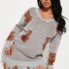 Fashion Nova Sarabeth Teddy Sweater Mini Dress - Heather Grey -fashion nova dresses Shop 09 19 22Studio2 CE IM 12 27 31 36 JD10963BEAR HeatherGrey 2641 SG