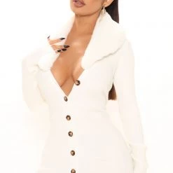 Fashion Nova Don't Be Faux Real Sweater Midi Dress - Cream -fashion nova dresses Shop 09 20 21Studio2 SN RL 11 28 27 33 90920NK Cream 1619 EH