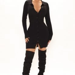 Fashion Nova Anaisa Sweater Mini Dress - Black -fashion nova dresses Shop 09 20 21Studio2 SN RL 13 30 05 54 DGI3941 Black 1799 KL