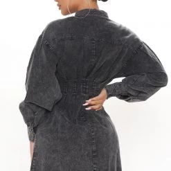 Fashion Nova Overcast Denim Mini Dress - Black -fashion nova dresses Shop 09 20 21Studio3 ME KP 09 48 18 2 HF21G113 Black 0843 KS