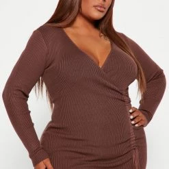 Fashion Nova Paris In The Rain Sweater Midi Dress - Chocolate -fashion nova dresses Shop 09 20 22Studio5 KJ DJ 14 14 25 34 RDAE6420FN Chocolate P 1153 PLUS KS