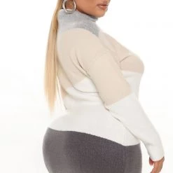 Fashion Nova Blocked Ur Number Sweater Mini Dress - Grey/combo -fashion nova dresses Shop 09 21 21Studio3 CE KG 09 39 58 25 RDAD2671FN Greycombo 1876 PLUS KL