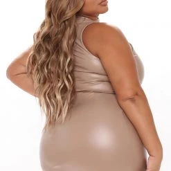 Fashion Nova Waiting For It Faux Leather Mini Dress - Taupe -fashion nova dresses Shop 09 21 21Studio4 RT TB 10 11 02 5 LD34361G Taupe 3894 PLUS DC