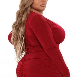 Fashion Nova Fine Wine Ruched Midi Dress - Wine -fashion nova dresses Shop 09 21 21Studio4 RT TB 11 02 54 15 FS21A065 Wine 9719 PLUS DC