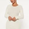 Fashion Nova Rita Ribbed Mini Dress - Cream