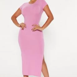 Fashion Nova Bobby Rib Midi Dress - Magenta