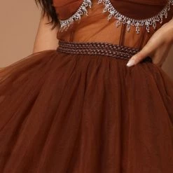 Fashion Nova Kate Embellished High Low Tulle Dress - Chocolate -fashion nova dresses Shop 09 21 22Studio7 SN KP 11 54 35 22 GW22X2079 Chocolate 7177 SG