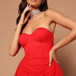 Fashion Nova Nora Strapless Tulle Gown - Red -fashion nova dresses Shop 09 21 22Studio7 SN KP 14 24 18 30 A34936 Red 7299 SG