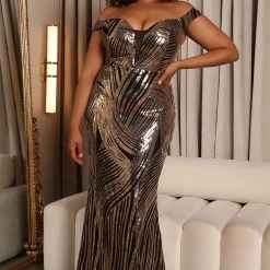 Fashion Nova Mona Sequin Maxi Dress - Black/Gold -fashion nova dresses Shop 09 22 22Studio5 RM CM 10 28 39 2 9253LDP8 BlackGold 7629 PLUS JB