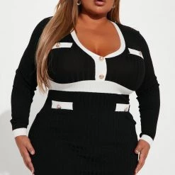 Fashion Nova Fall In Love Sweater Mini Dress - Black/combo -fashion nova dresses Shop 09 23 22Studio1 KJ DJ 14 21 50 29 RDAE4841FN Blackcombo 2749 PLUS WG