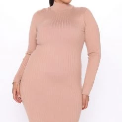 Fashion Nova Taryn Sweater Midi Dress - Mocha -fashion nova dresses Shop 09 24 20 DD JH 13 54 32 41 D11051FN Mocha 0902 PLUS RA