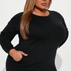 Fashion Nova Sandie Sweatshirt Dress - Black -fashion nova dresses Shop 09 26 22Studio1 KJ DJ 11 53 26 16 CFD1357LA Black 3350 PLUS PB