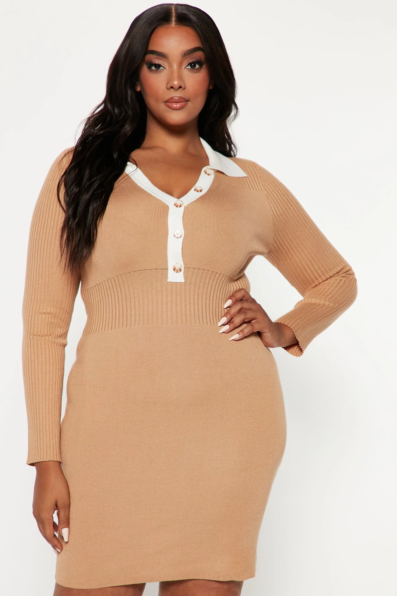 Fashion Nova I'm Her Ribbed Midi Dress - Taupe/combo 6 Fashion Nova I'm Her Ribbed Midi Dress - Taupe/combo - Image 4