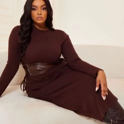 Fashion Nova Like Good Times Midi Dress - Chocolate -fashion nova dresses Shop 09 27 22FallLayers CE 10 12 21 LOOK 3 28326 PB MH PLUS