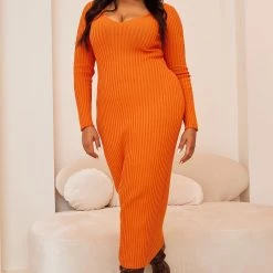 Fashion Nova Kallan Knit Dress - Orange -fashion nova dresses Shop 09 27 22FallLayers CE 10 12 21 LOOK 8 29989 WG MH PLUS