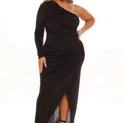 Fashion Nova Fine Design Slinky Maxi Dress - Black -fashion nova dresses Shop 09 28 21Studio1 CE RL 11 33 35 34 FS21C045 Black 0493 PLUS PB
