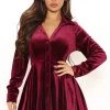 Fashion Nova Phoebe Velvet Shirt Dress - Wine -fashion nova dresses Shop 09 28 21Studio2 SN KP 14 00 10 69 D678VFN Wine 2760 PB