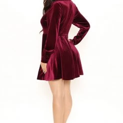 Fashion Nova Phoebe Velvet Shirt Dress - Wine -fashion nova dresses Shop 09 28 21Studio2 SN KP 14 00 21 69 D678VFN Wine 2763 PB