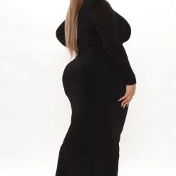 Fashion Nova Lina Slinky Maxi Dress - Black -fashion nova dresses Shop 09 28 21Studio3 RT KG 10 16 33 7 FS22A066 Black 1082 PLUS KS